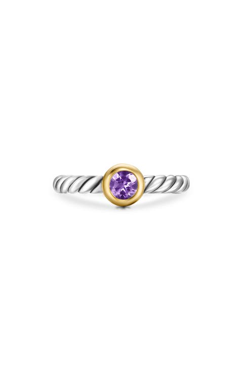 Petite Cable Ring in Sterling Silver with 14K Yellow Gold