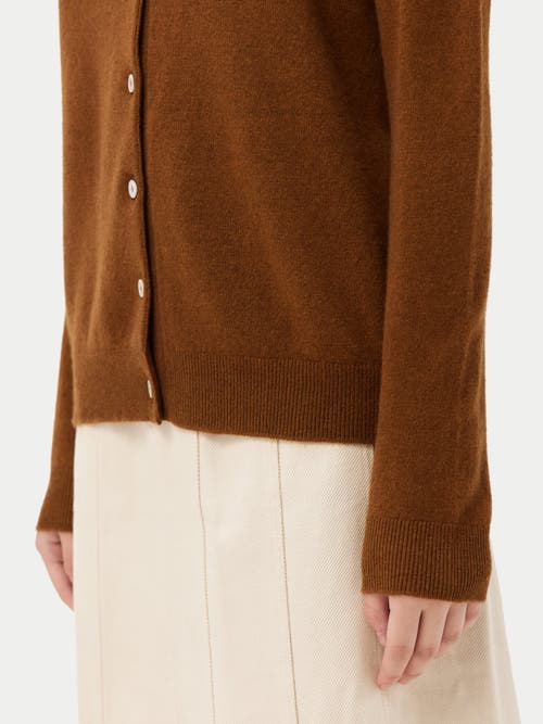 Gobi Mongolian Cashmere Crew Neck Cardigan In Chipmunk