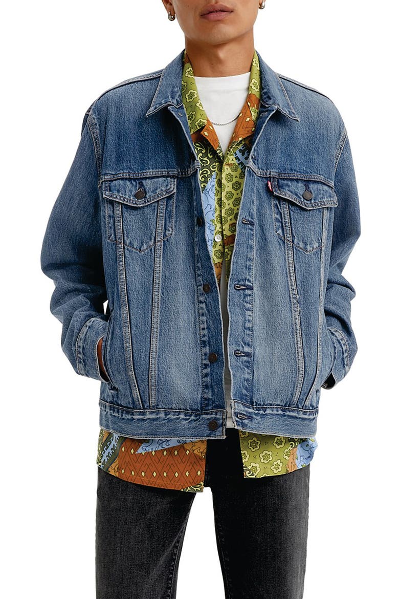 Relaxed Fit Trucker Jacket, Main, color, SKYLINE TRUCKER