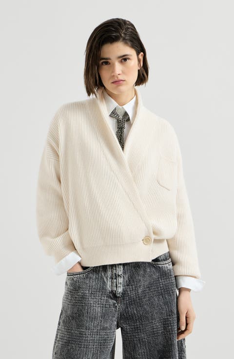 Cashmere English rib cardigan