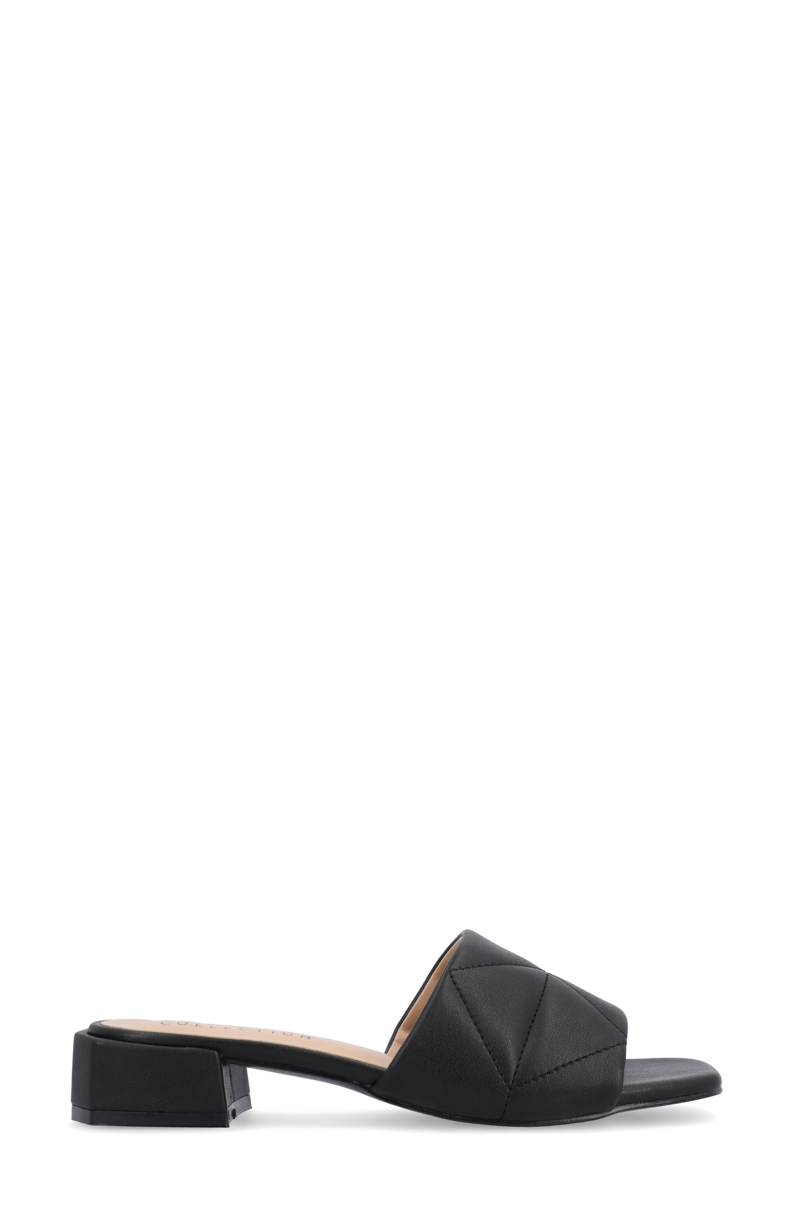 Elidia Quilted Slide Sandal, Alternate, color, BLACK