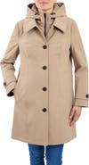 London Fog Water Resistant Bonded Raincoat with Bib Detail