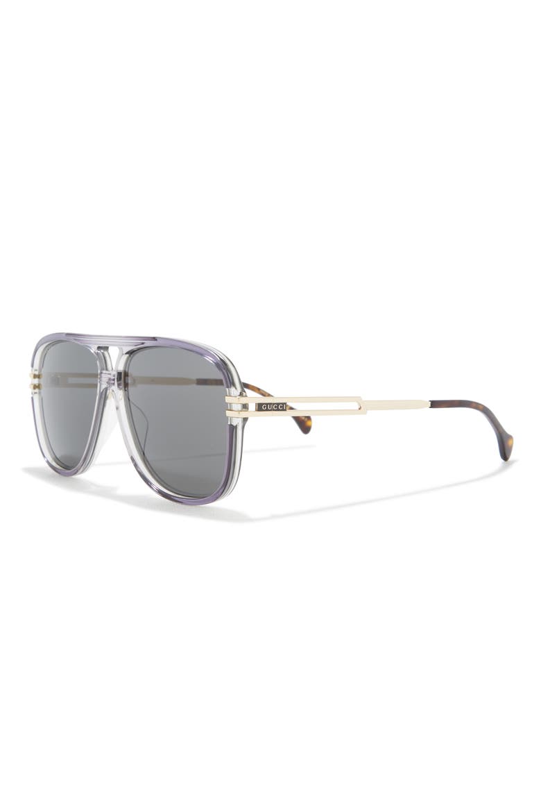 63mm Novelty Aviator Sunglasses, Alternate, color, GREY GOLD GREY