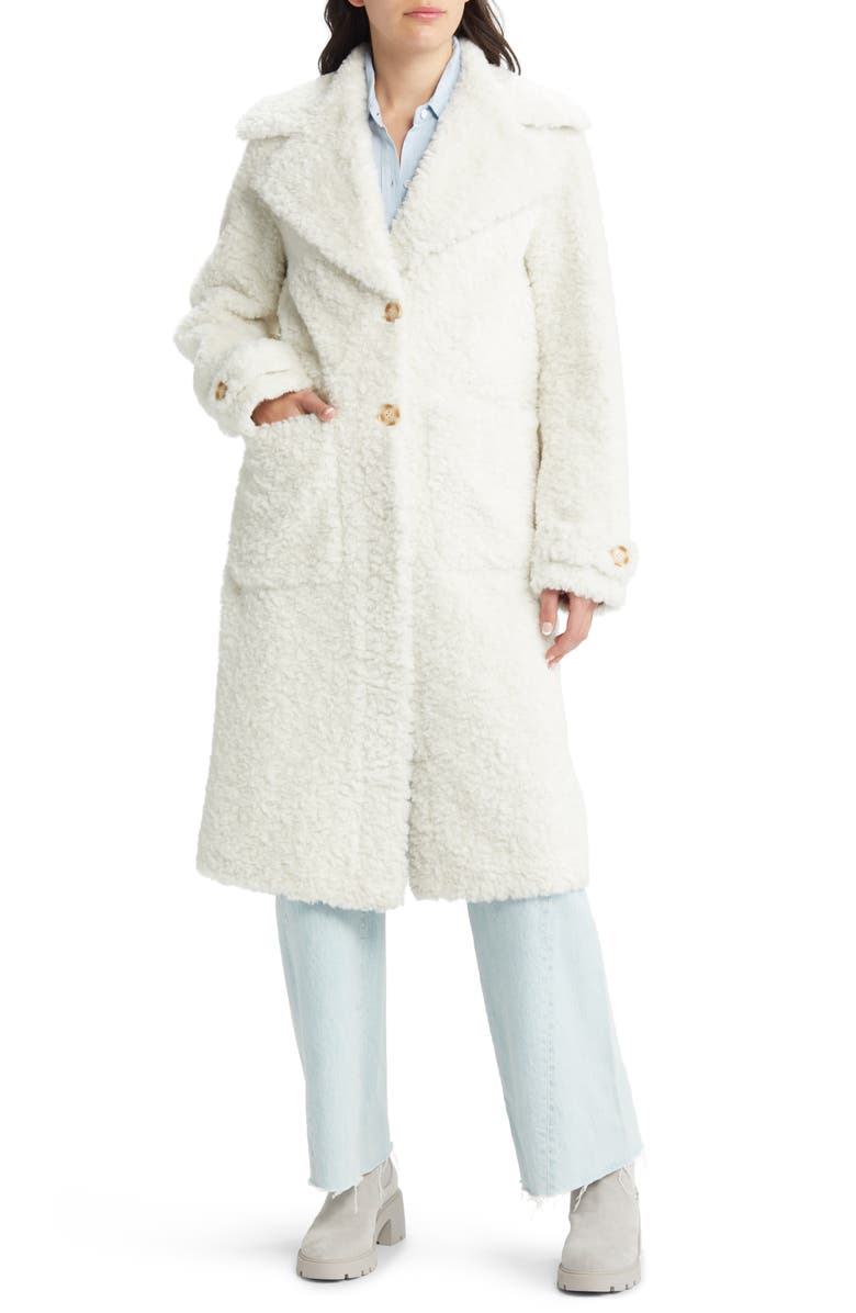 Sam Edelman Faux Shearling Longline Coat, Main, color,