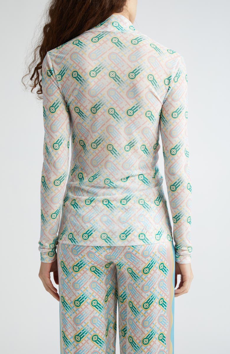 Casablanca Print Long Sleeve Mesh Top, Alternate, color, 