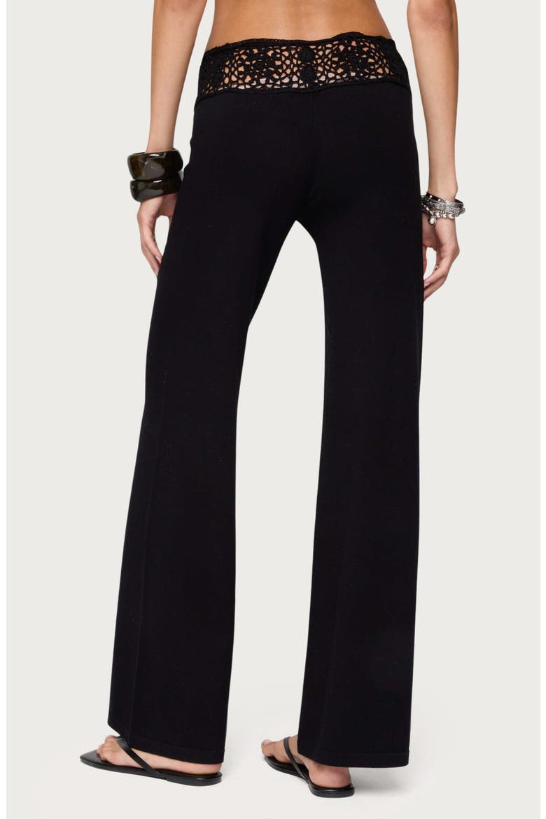 Kirsty Crochet Waist Drawstring Pants, Alternate, color, BLACK
