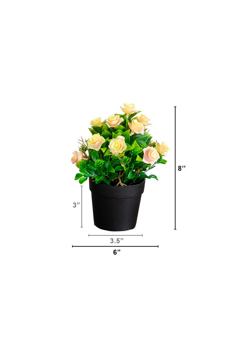 8-in Artificial Rose Plant in Black Pot - Set of 3, Alternate, color, Assorted