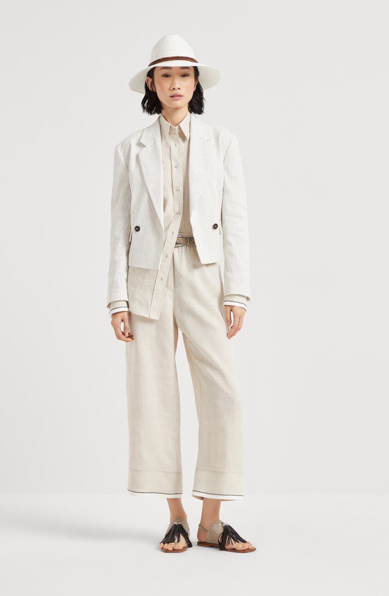 Brunello Cucinelli Linen shirt with monili, Alternate, color, 