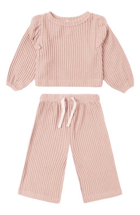 Ruffle Waffle Knit Top & Pants Set (Baby)