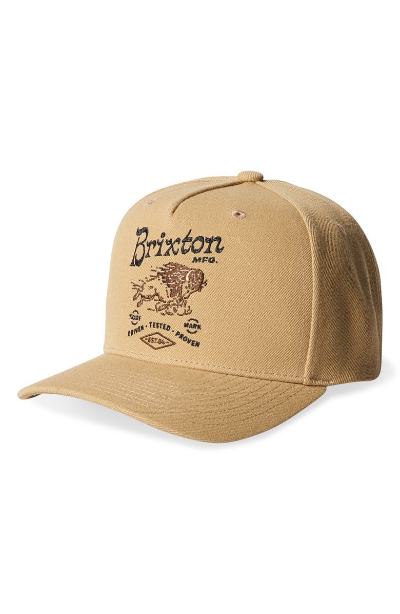 Brixton Charging Buffalo Snapback Cap, Main, color, Sand