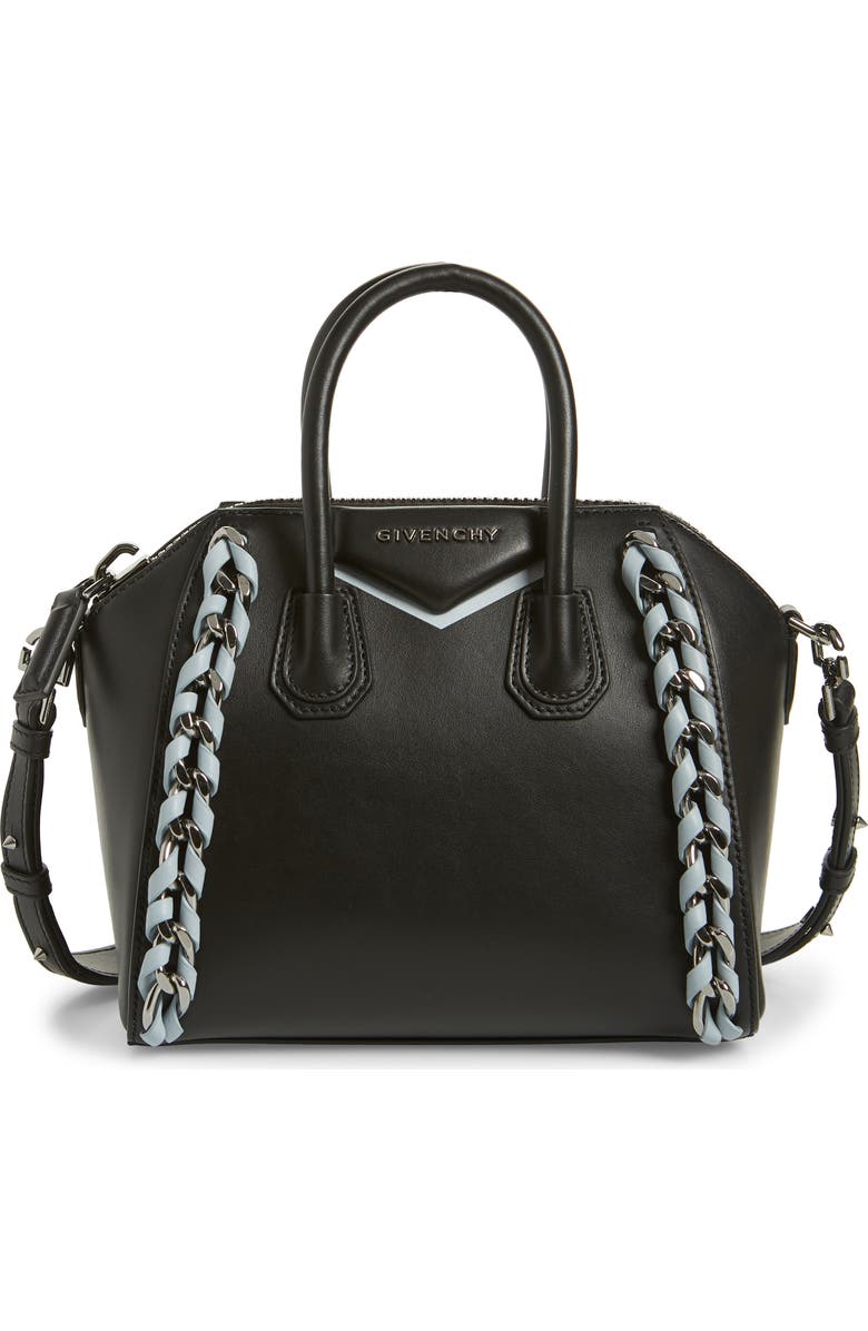 Givenchy Mini Antigona Woven Chain Leather Satchel, Main, color,
