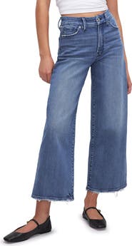 デニム・ジーパン GOOD AMERICAN Good Waist Palazzo Jeans Good American Good Waist Denim High Rise Palazzo Cropped