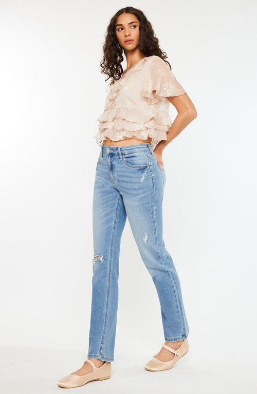 Kancan Florence Essentials High Rise Slim Straight Jeans In Neutral