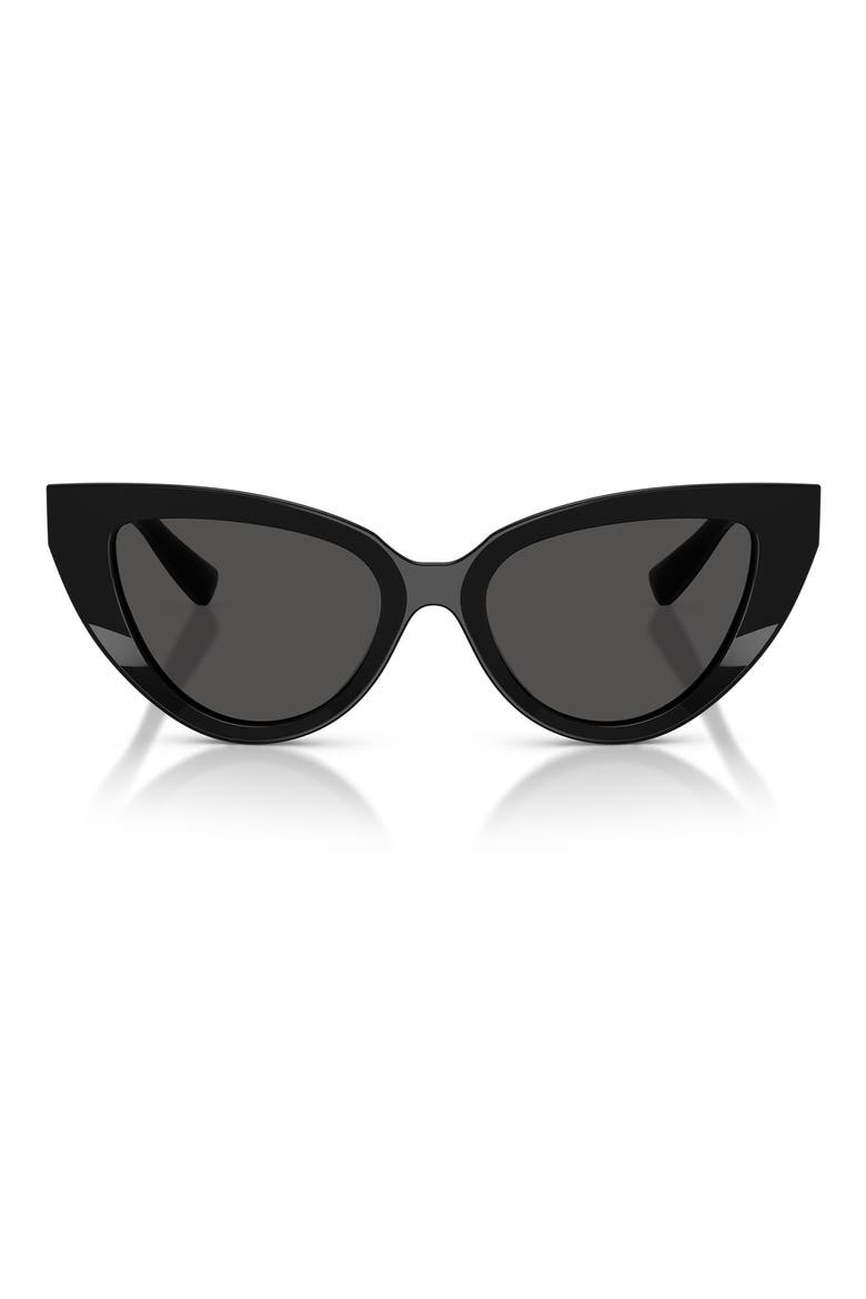 52mm Polarized Cat Eye Sunglasses, Main, color, BLACK