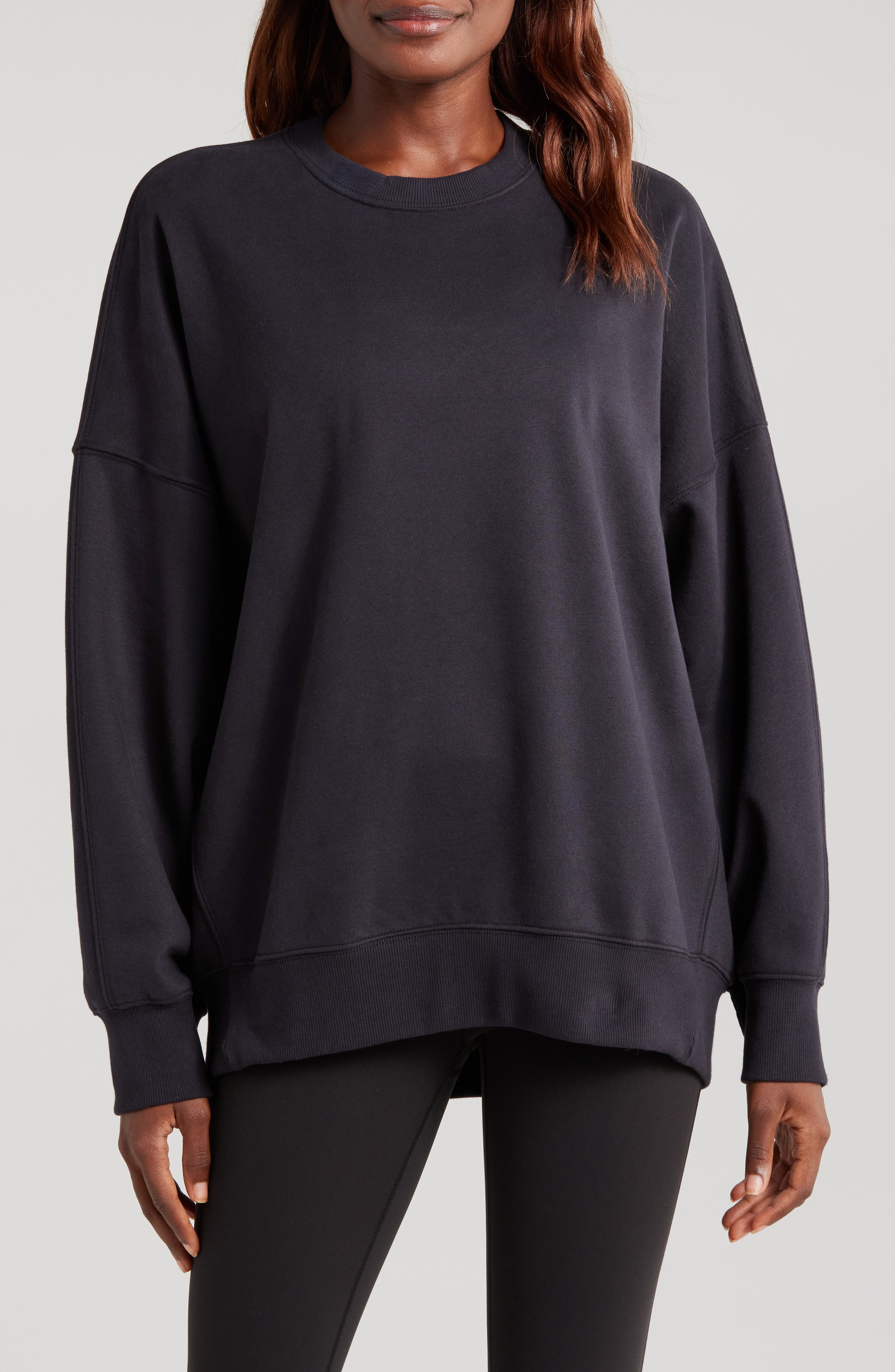 Beyond Yoga Solstice Oversize Cotton Blend Sweatshirt in Black 
