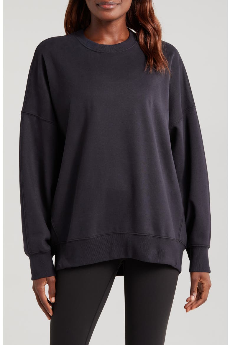 Solstice Oversize Cotton Blend Sweatshirt, Main, color, BLACK