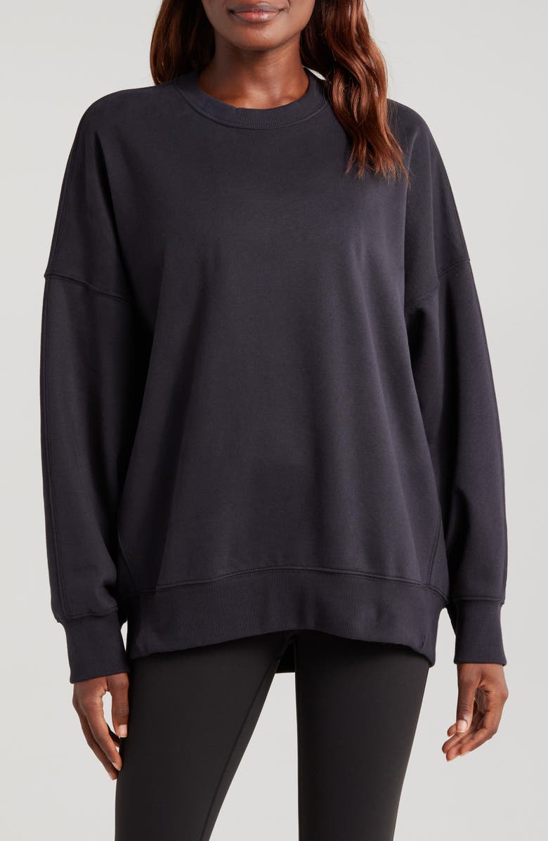 Beyond Yoga Solstice Oversize Cotton Blend Sweatshirt, Main, color, Black