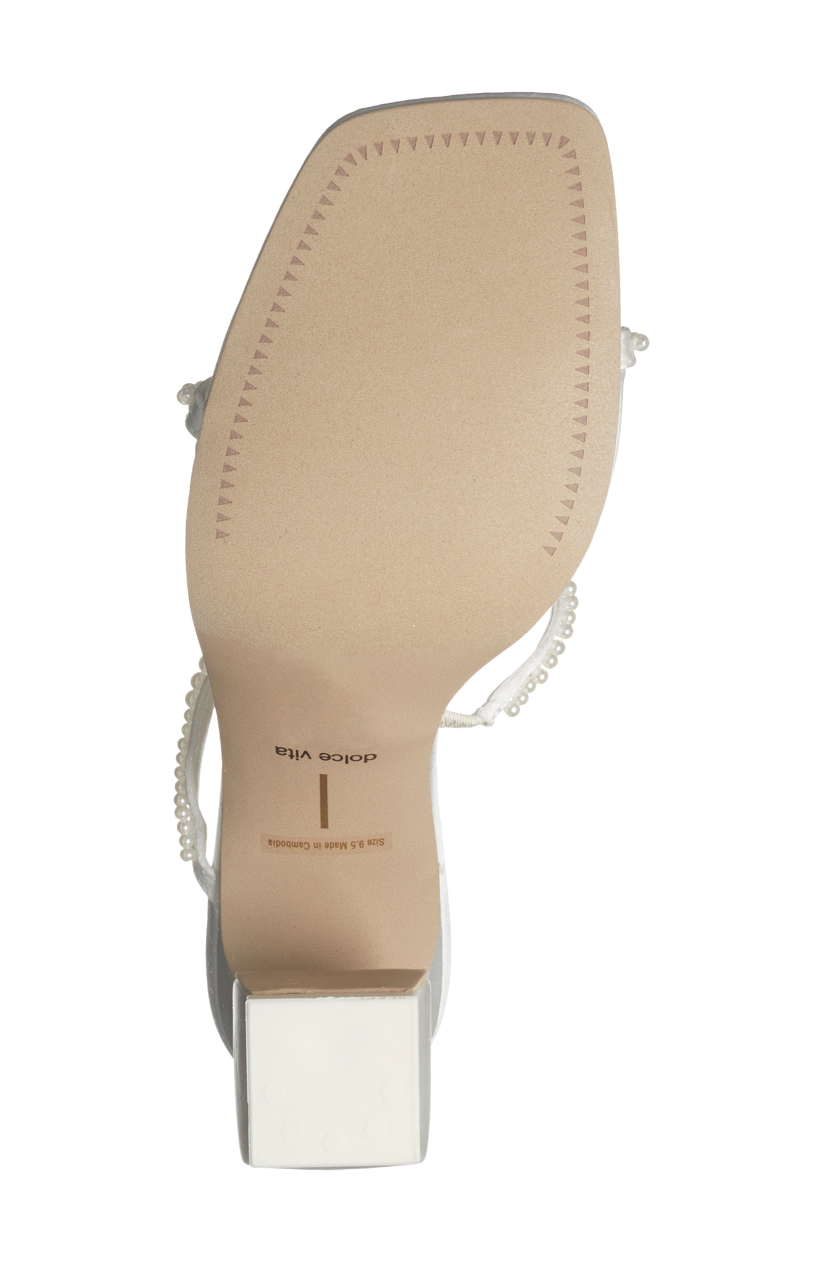 Dolce Vita Tynice Faux Pearl Sandal, Alternate, color, White Satin