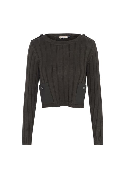 Ribbed Knit Patch Pocket Sweater
