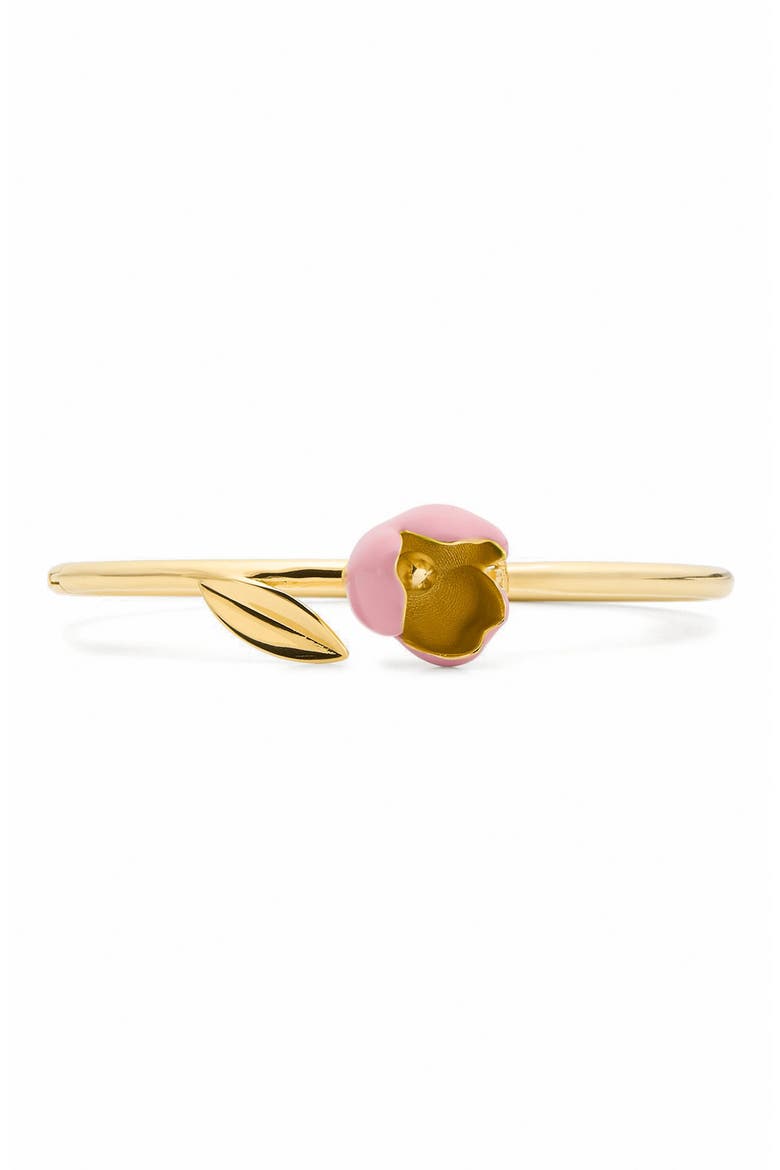 golden bloom flower bangle bracelet, Main, color, PINK.