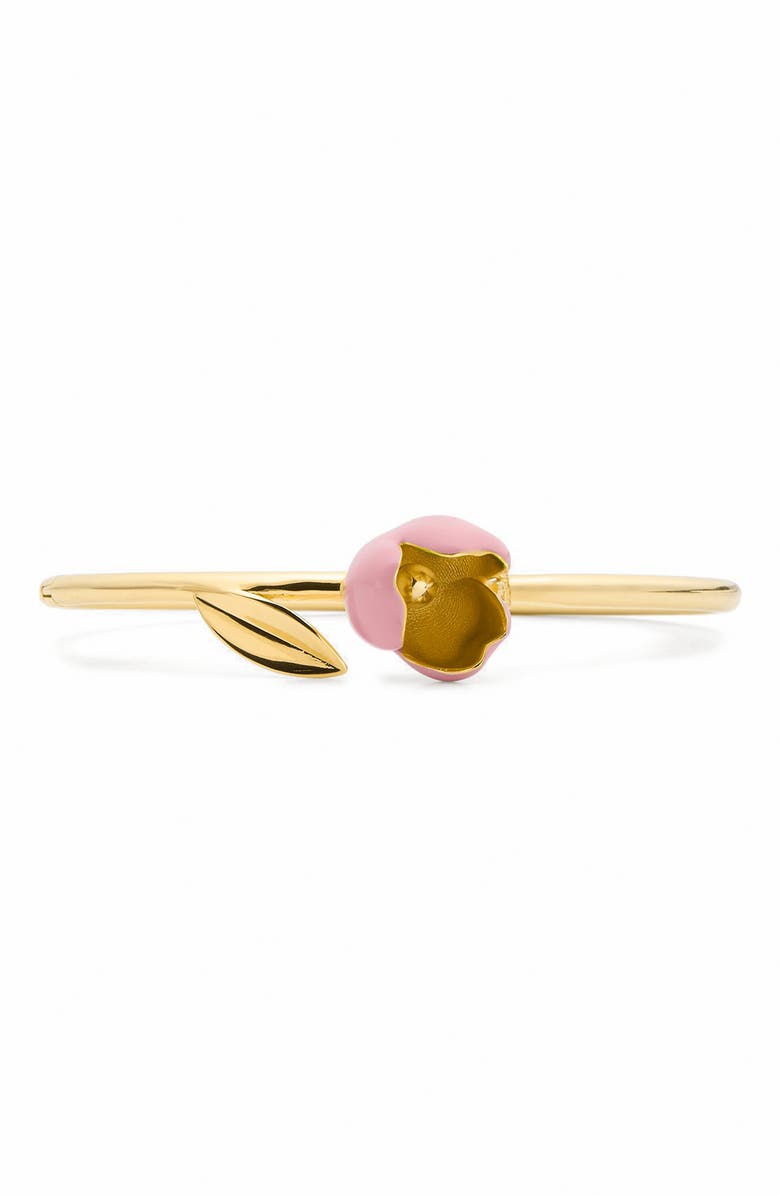 Kate Spade New York golden bloom flower bangle bracelet, Main, color, Pink.