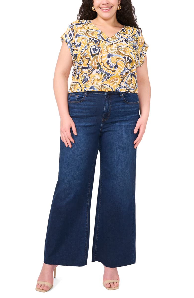 Vince Camuto Swirl V-Neck Drop Shoulder Top, Alternate, color, 