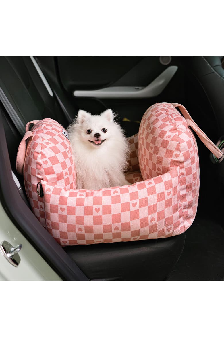 First Class Dog Car Seat Bed, Alternate, color, Pink Heart