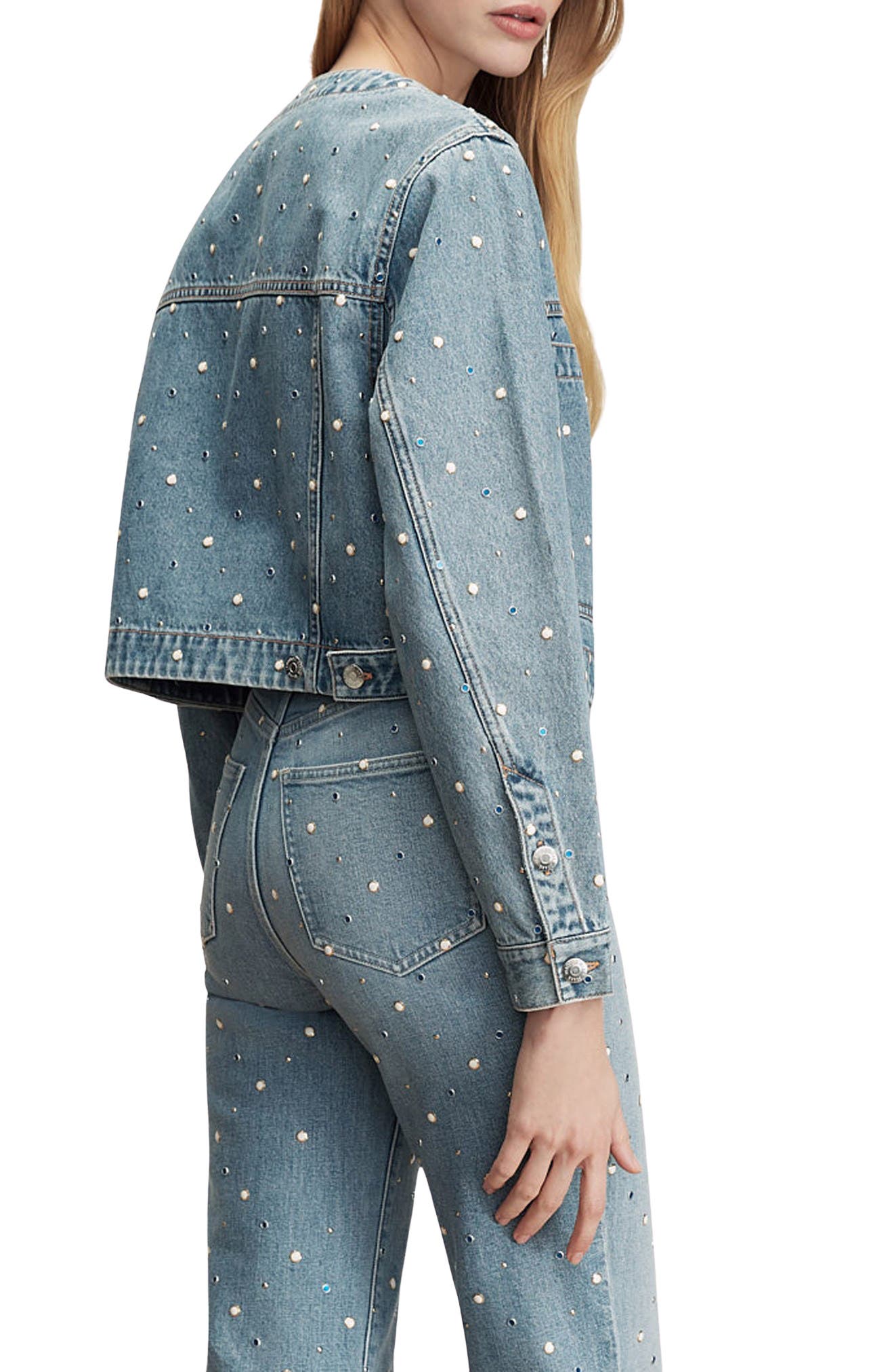 Lowry Embellished Studded Denim Jacket - image 2
