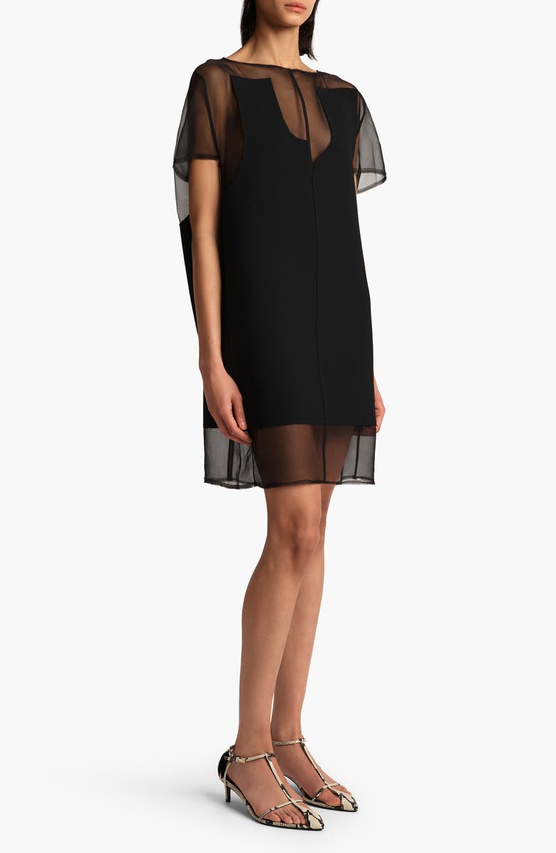 Khaite Winona Double Face Crepe & Organza Minidress, Alternate, color, 