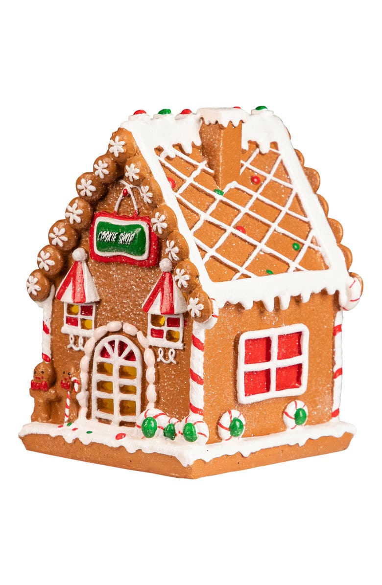 Northlight Lighted Candy Cane Gingerbread Men Cookie Shop Christmas Decoration - 5.75", Alternate, color, 