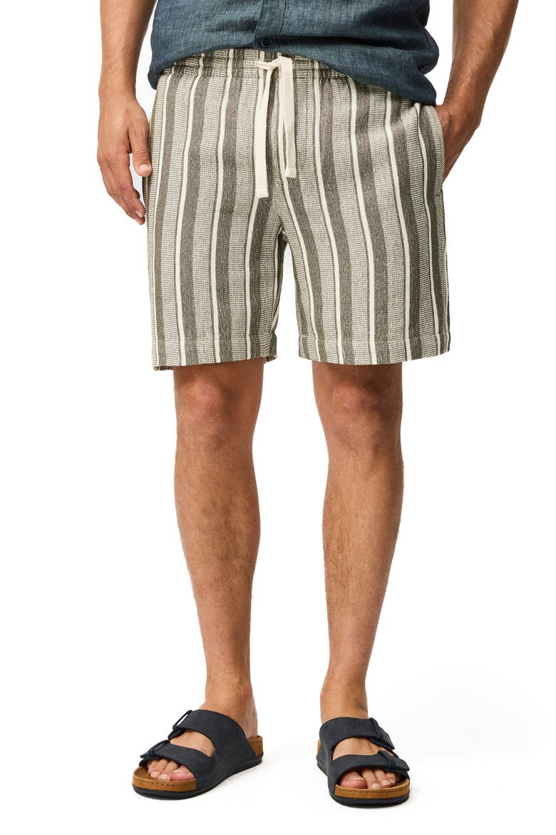 The Laurels Stripe Cotton Blend Drawstring Shorts, Main, color, SAGE