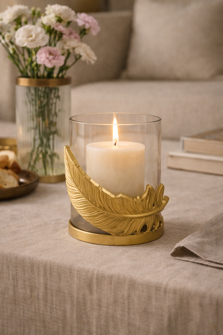 Fleather Glow Candle Holder, Alternate, color, Gold