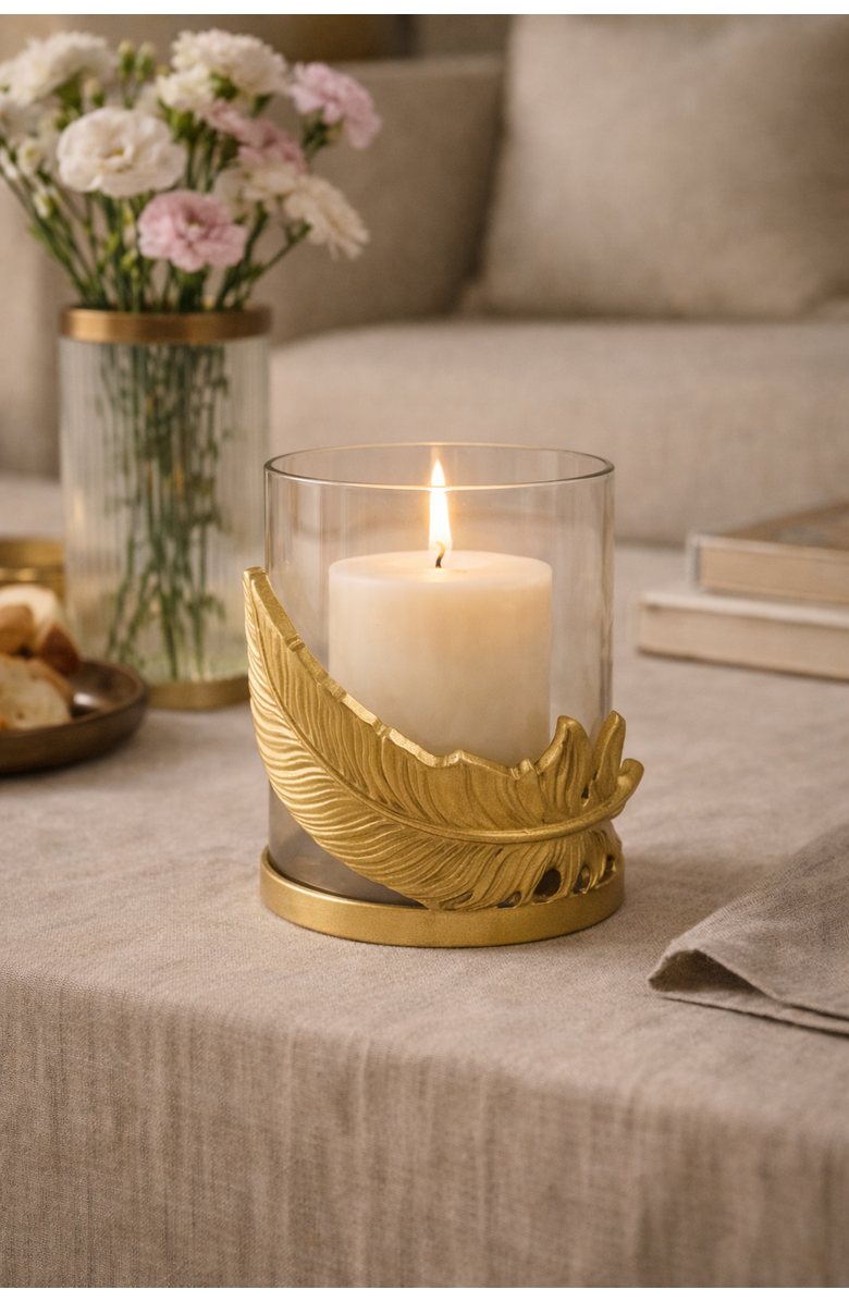 Raiz Studio Fleather Glow Candle Holder, Alternate, color, Gold