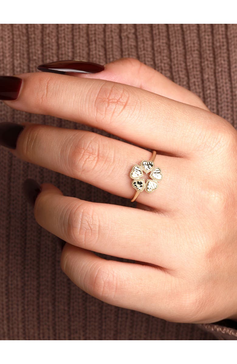 DEVATA Clover Heart Ring in 14K Gold, Alternate, color, Yellow Gold