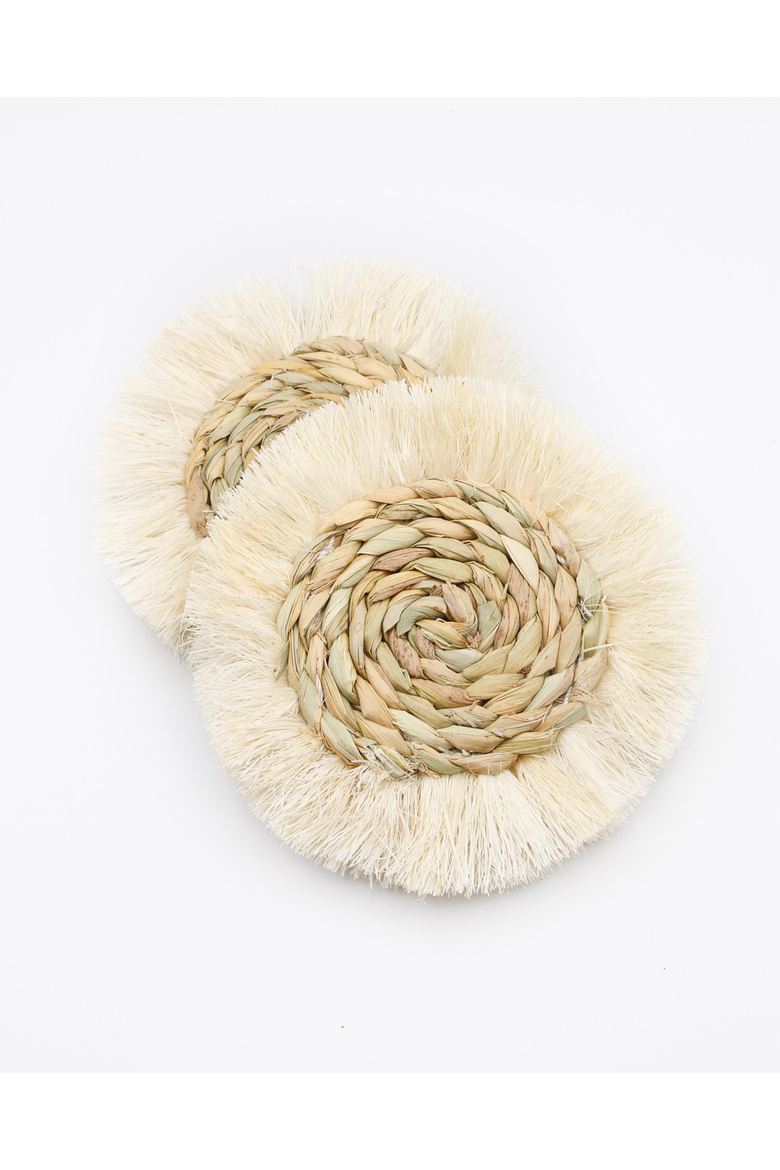 Fringe Coaster Set, Alternate, color, Natural