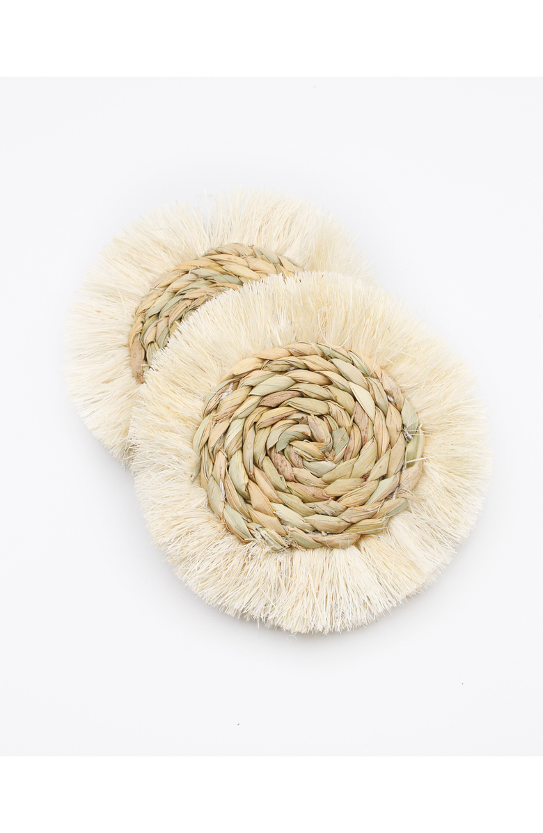 Vi Bella Fringe Coaster Set, Alternate, color, Natural