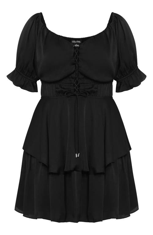 City Chic Nia Off The Shoulder Dress In Black