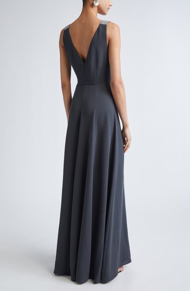 ST. JOHN Tess Heathered Crepe Gown, Alternate, color, Dark Grey Melange
