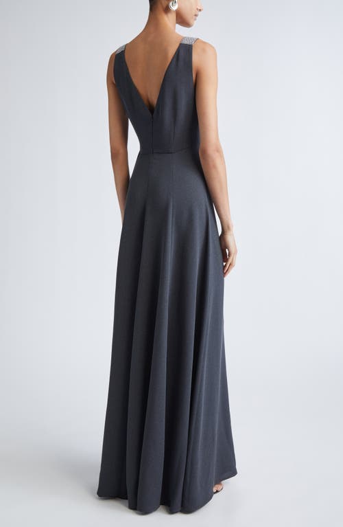 St John St. John Tess Heathered Crepe Gown In Gray