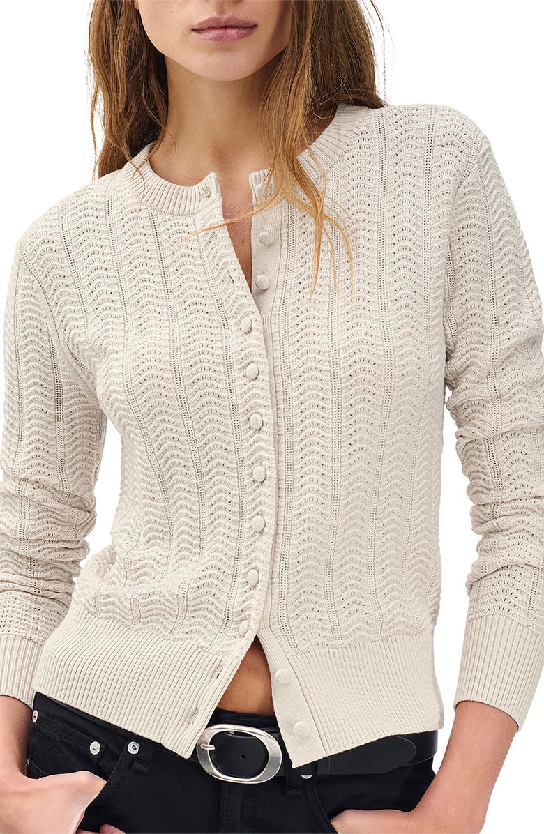 rag & bone Francesca Wool Blend Cardigan, Alternate, color, Oatmeal
