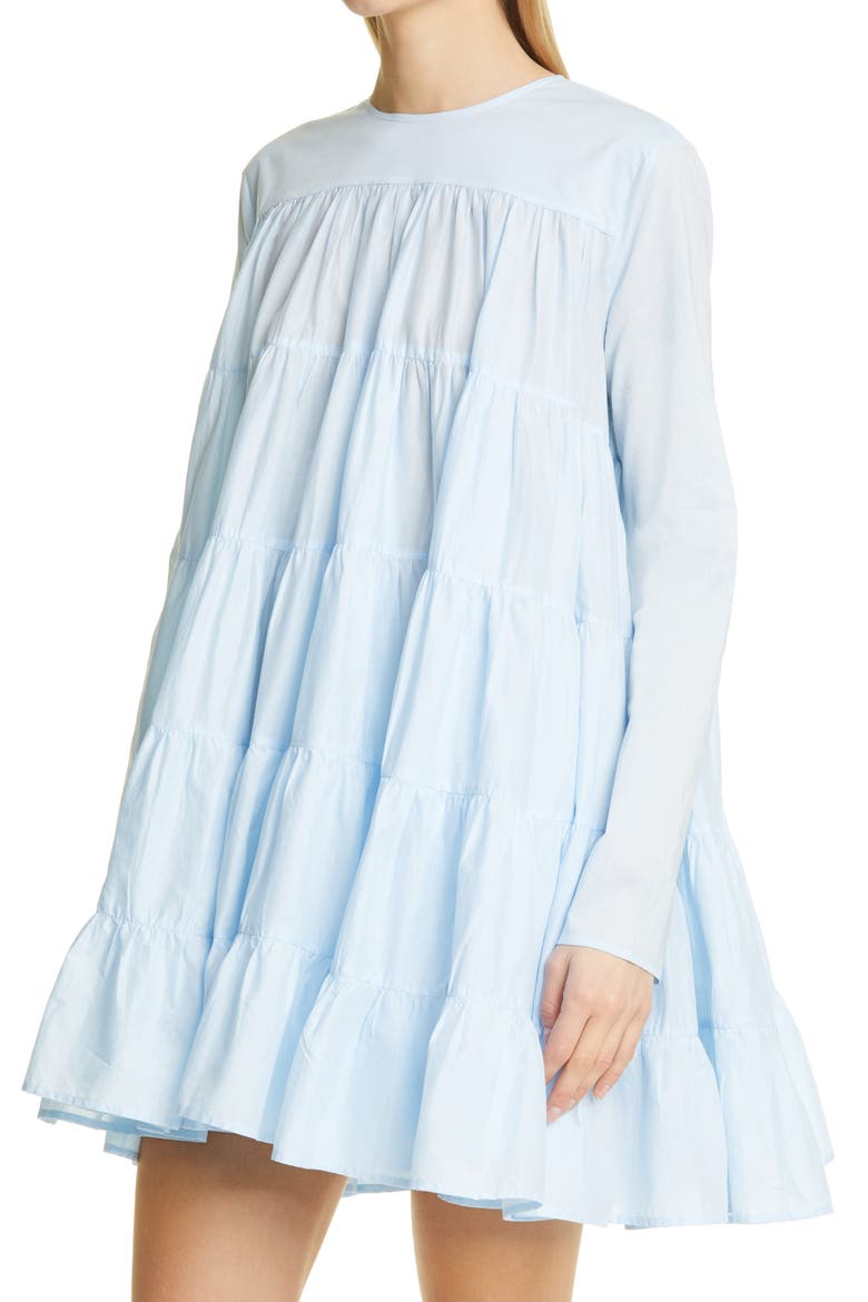 Soliman Tiered Long Sleeve Babydoll Dress, Alternate, color, LIGHT BLUE