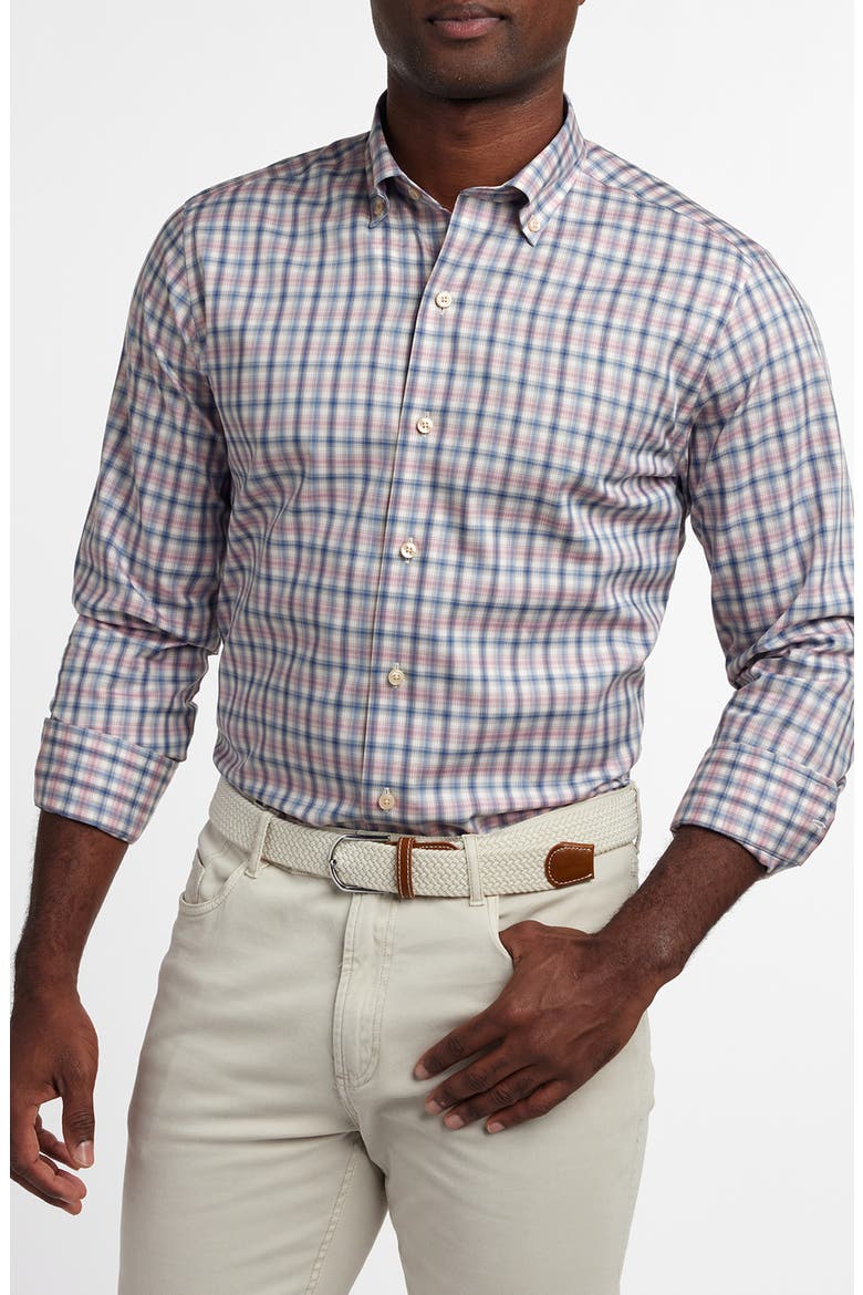 Twill Check Cotton Sport Shirt, Main, color, DENIM/ MULTI