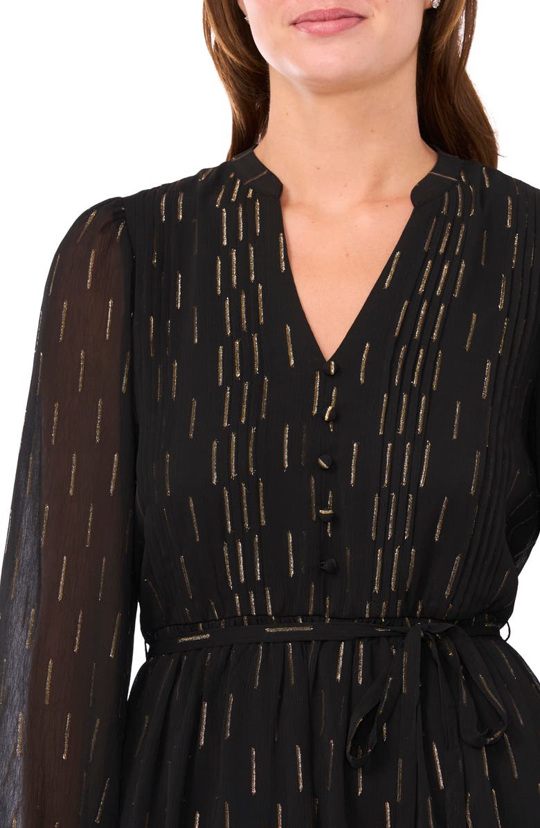 Halogen<sup>®</sup> Tie Waist Long Sleeve Dress, Alternate, color, Rich Black