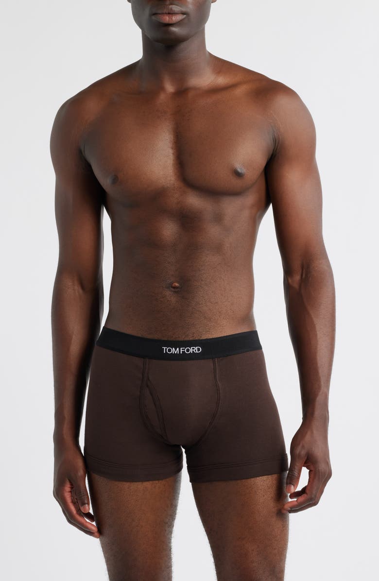 TOM FORD Cotton Stretch Jersey Boxer Briefs, Main, color, Chocolate