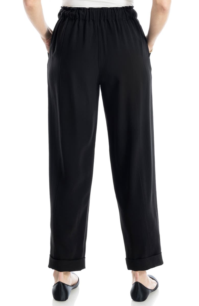 MAX STUDIO Brushed Twill Belted Cuffed Barrel Leg Pants, Alternate, color, Black
