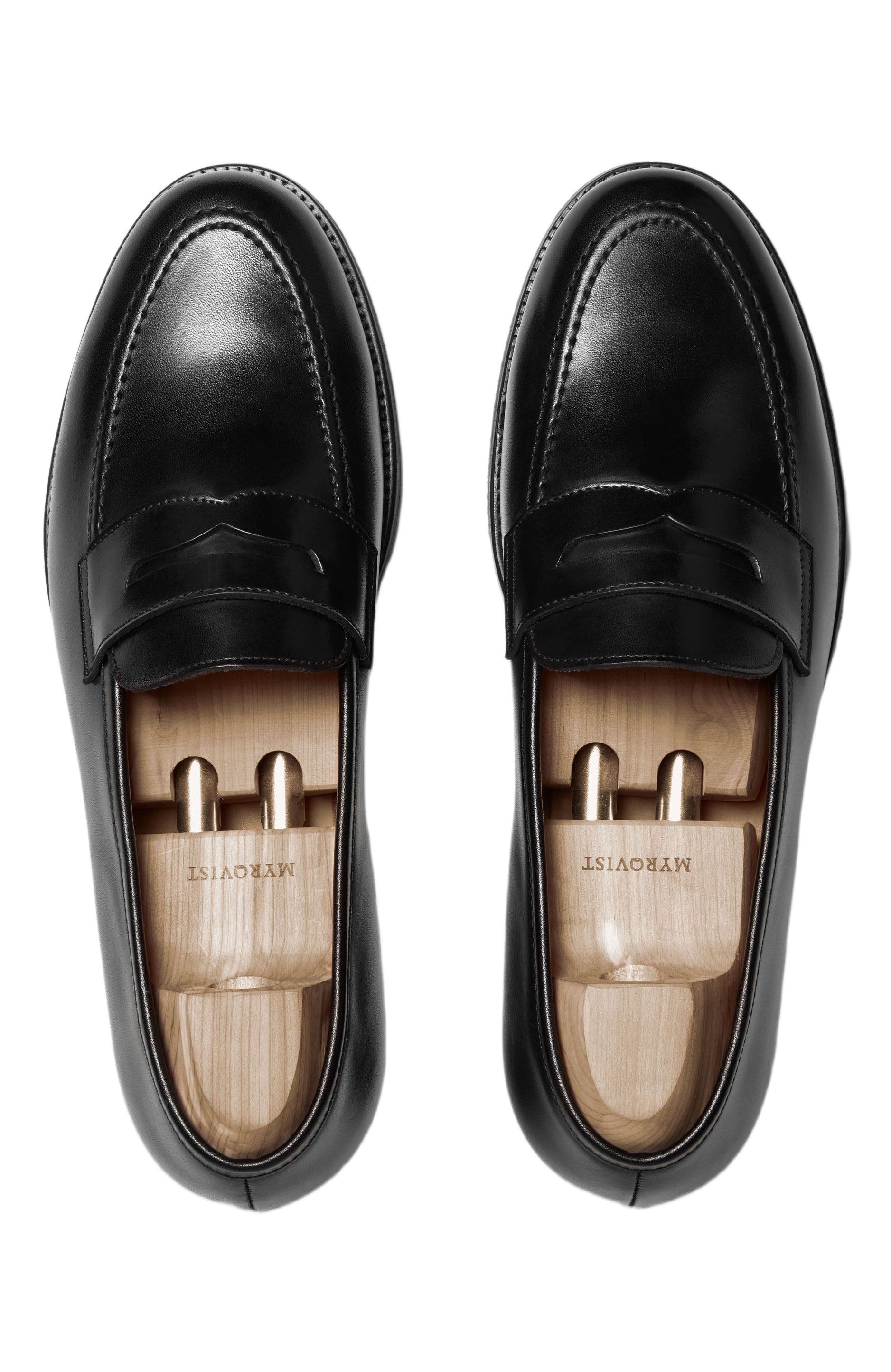 Myrqvist Stenhammar II Penny Loafers, Alternate, color, Black Leather