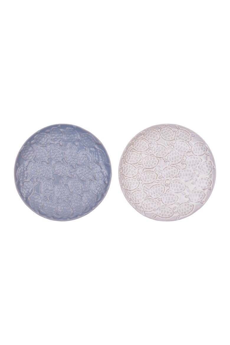 Sea Turtle Coastal Embossed Coastal Assortment of 2 Serving Plates, Main, color, Blue
