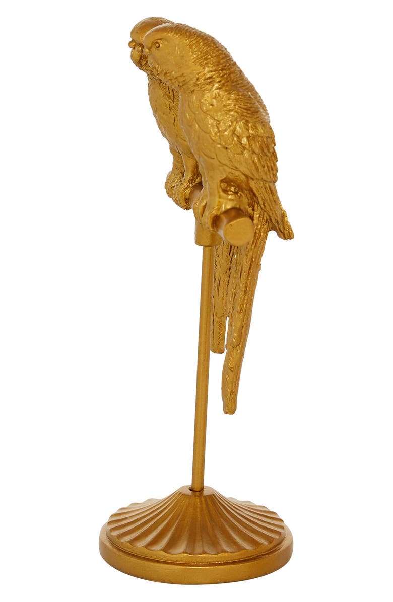 WILLOW ROW Goldtone Polystone Parrot Sculpture, Alternate, color, Gold