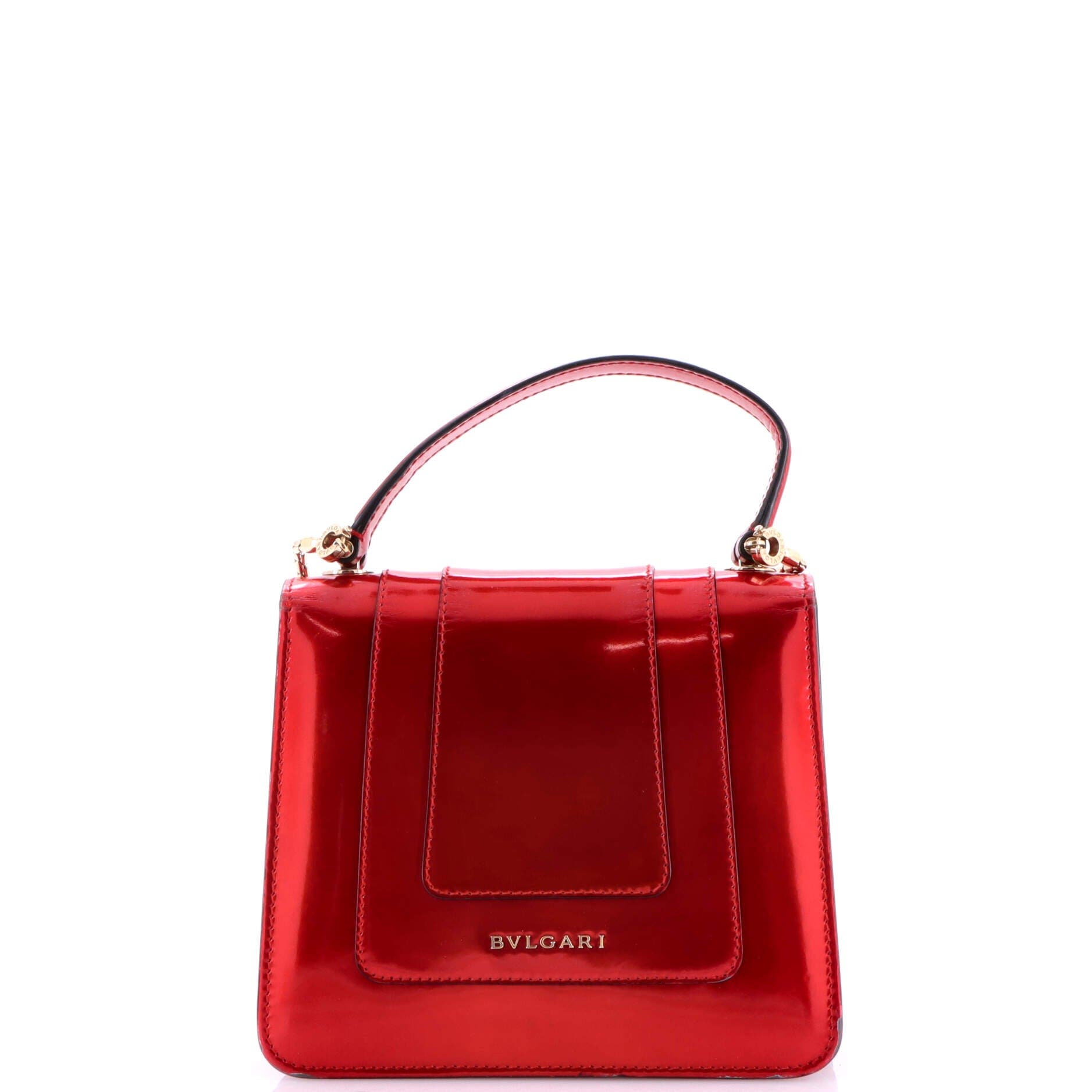 Serpenti Top Handle Bag Patent Small, Alternate, color, Red