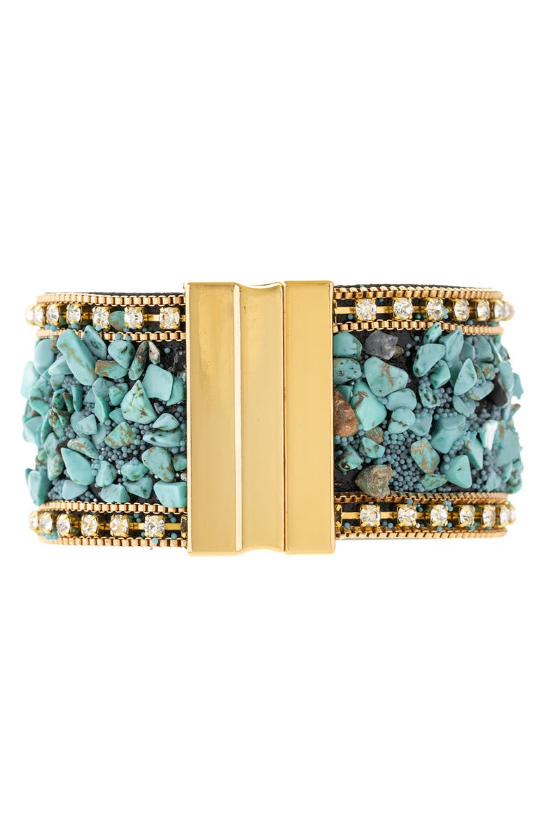 SAACHI Gravel Beaded Bracelet, Alternate, color, Aqua Blue